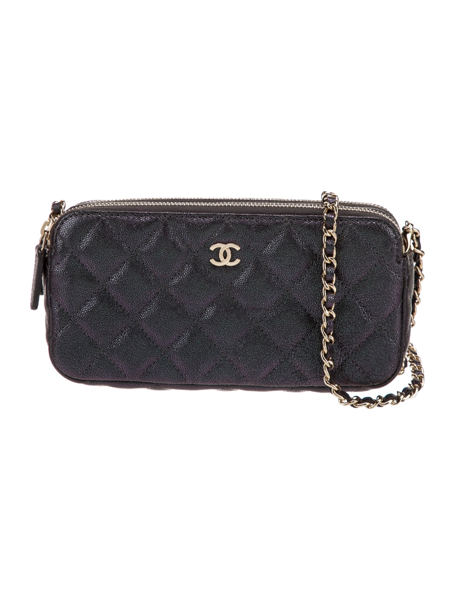 Chanel Double Zip Clutch w/ Chain