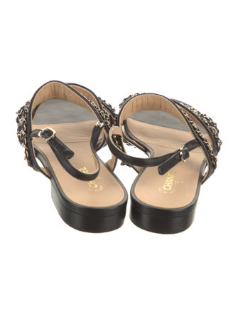 Chanel 2022 Interlocking CC Logo Slingback Sandals
