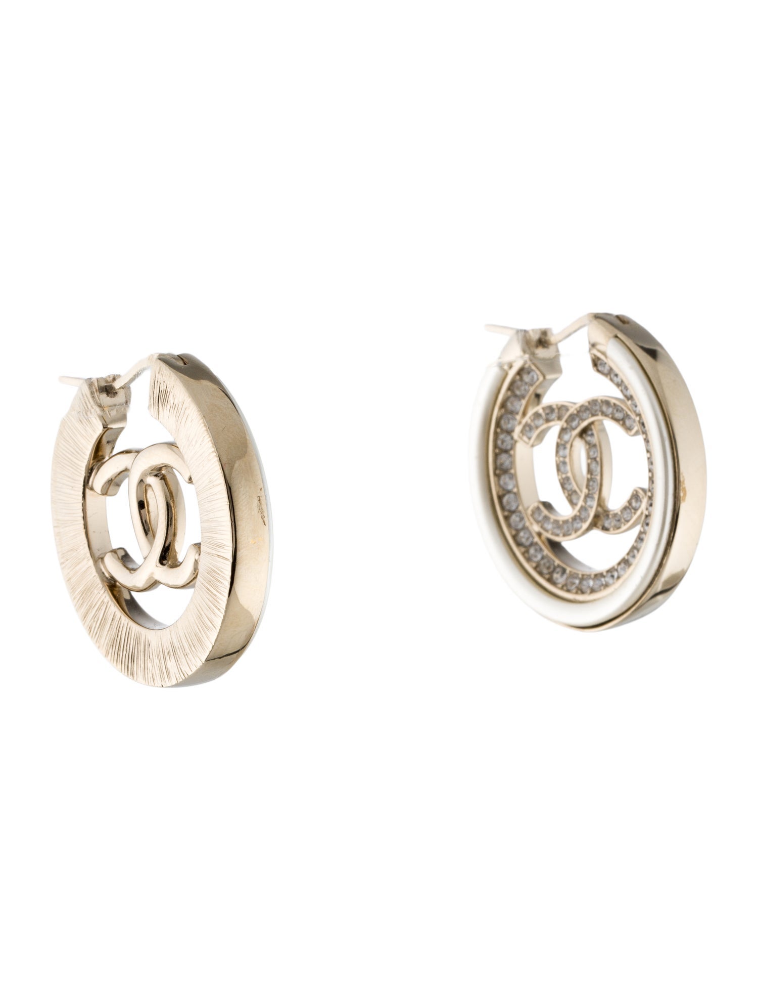 Chanel 2021 Resin & Strass CC Hoop Earrings