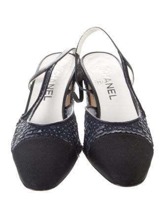 Chanel Interlocking CC Logo Sequins Slingback Pumps