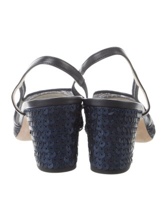 Chanel Interlocking CC Logo Sequins Slingback Pumps