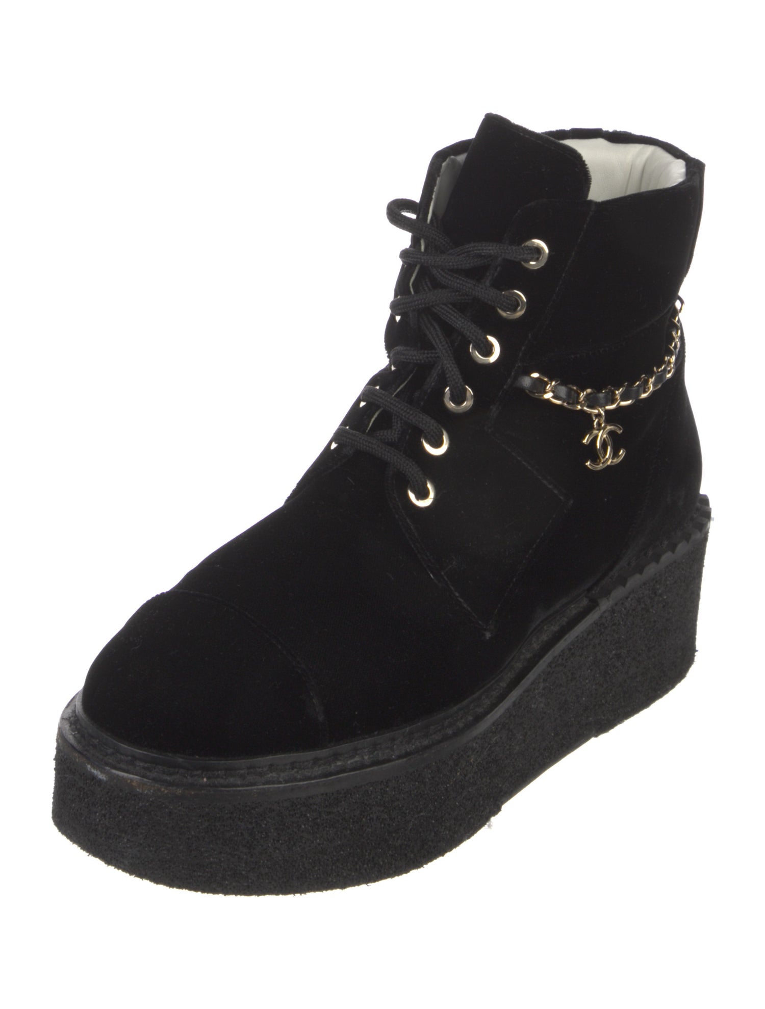 Chanel 2022 Interlocking CC Logo Combat Boots