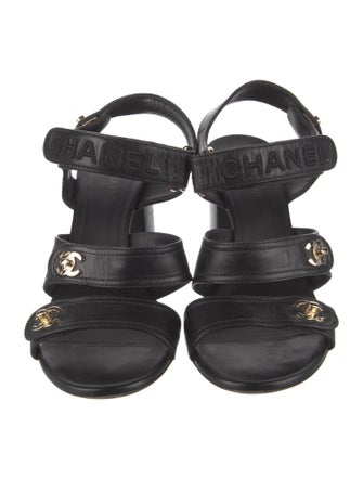 Chanel 2021 Interlocking CC Logo Slingback Sandals