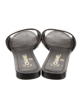 Chanel Interlocking CC Logo Lambskin Slides
