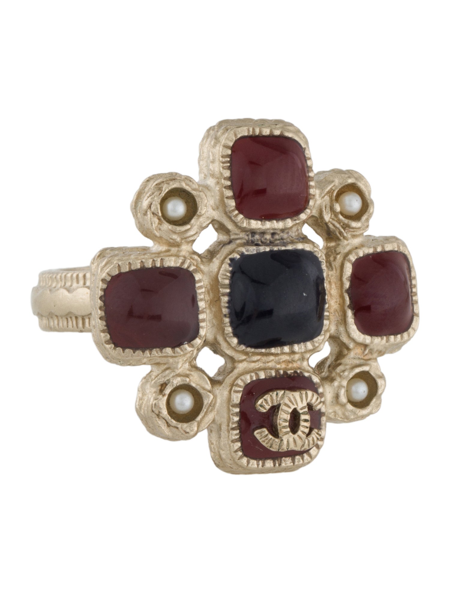 Chanel Faux Pearl & Gripoix Cocktail Ring