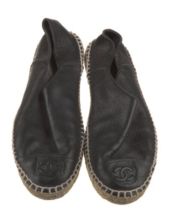 Chanel Interlocking CC Logo Leather Espadrilles