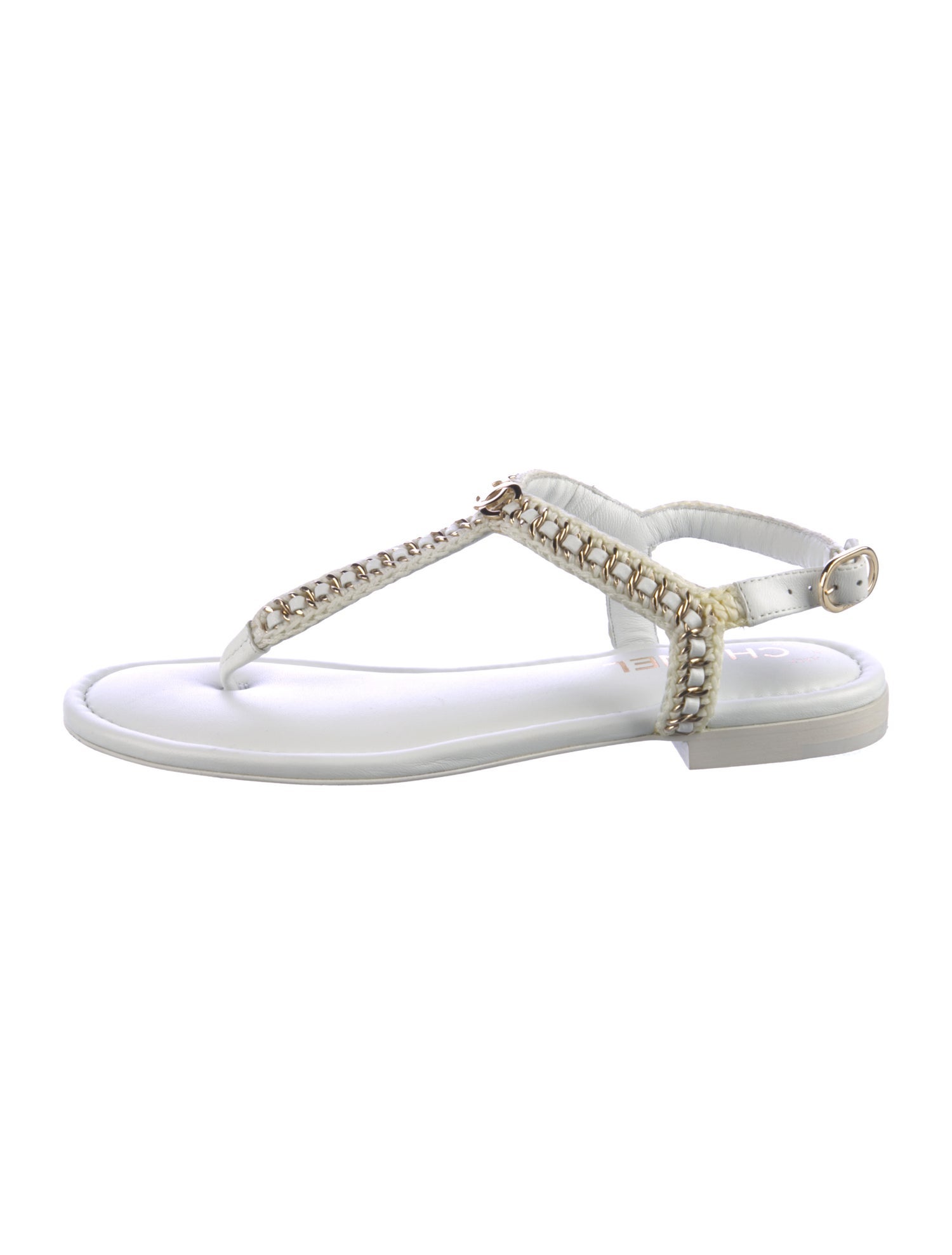 Chanel 2022 Interlocking CC Logo T-Strap Sandals