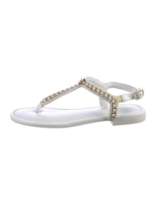 Chanel 2022 Interlocking CC Logo T-Strap Sandals