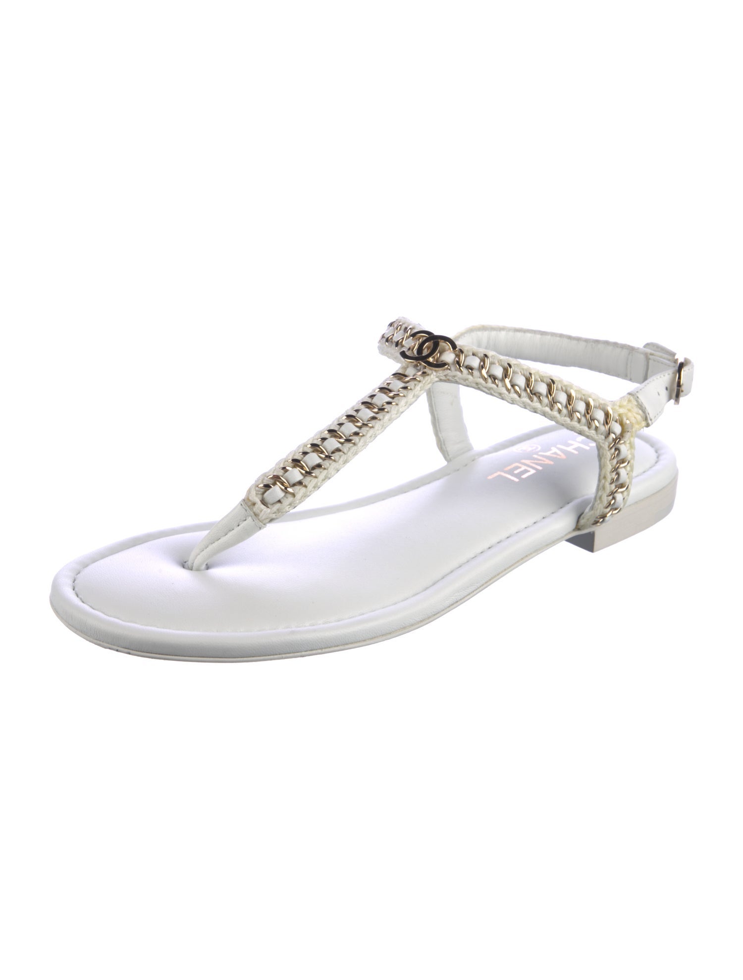 Chanel 2022 Interlocking CC Logo T-Strap Sandals