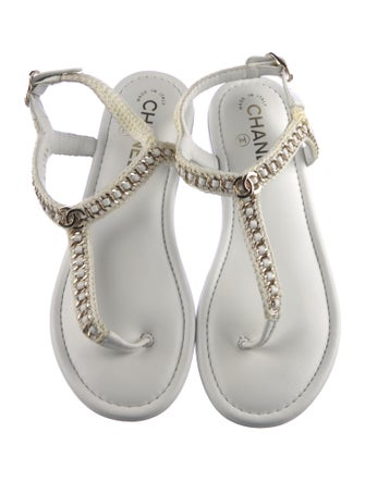 Chanel 2022 Interlocking CC Logo T-Strap Sandals