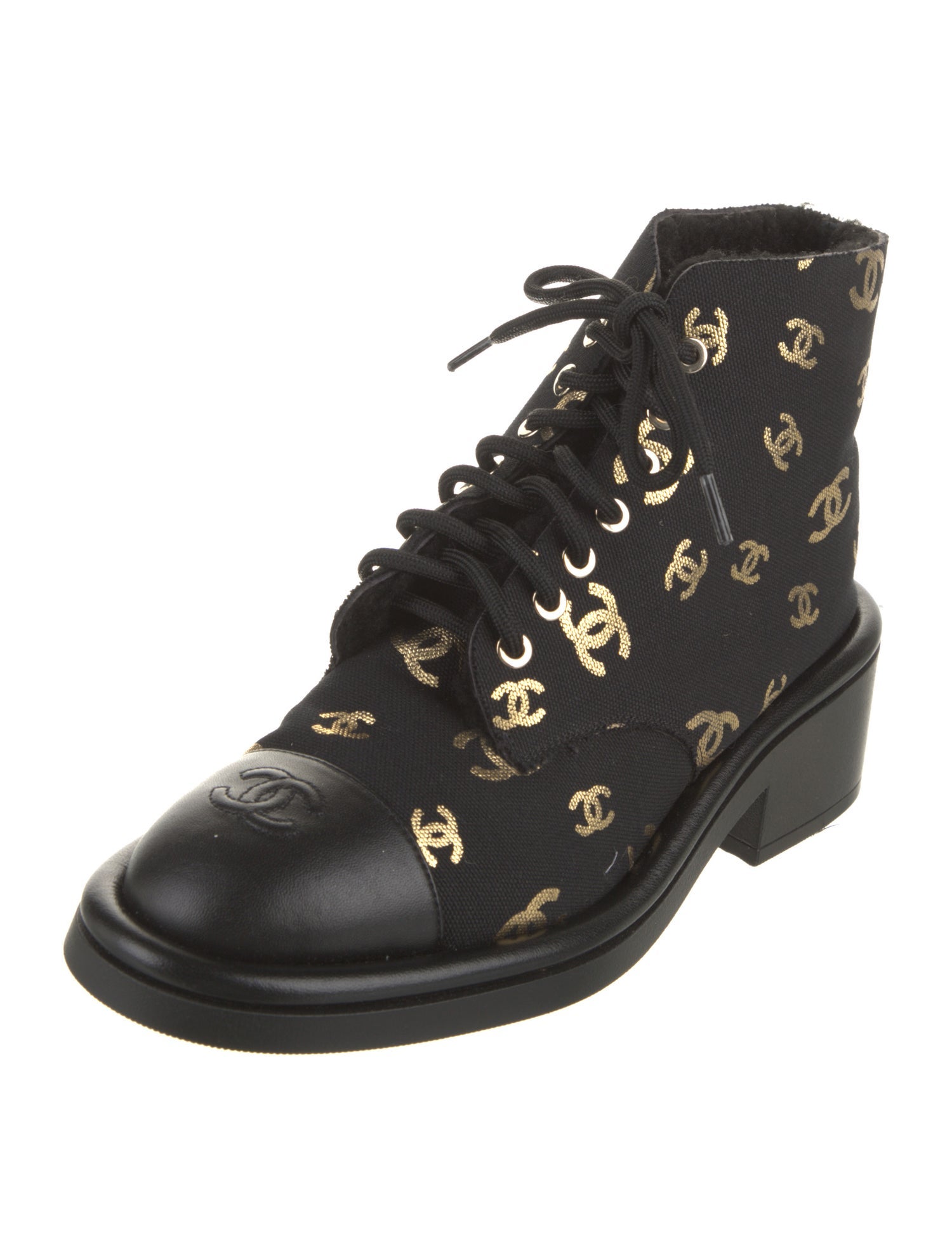 Chanel 2022 Interlocking CC Logo Combat Boots
