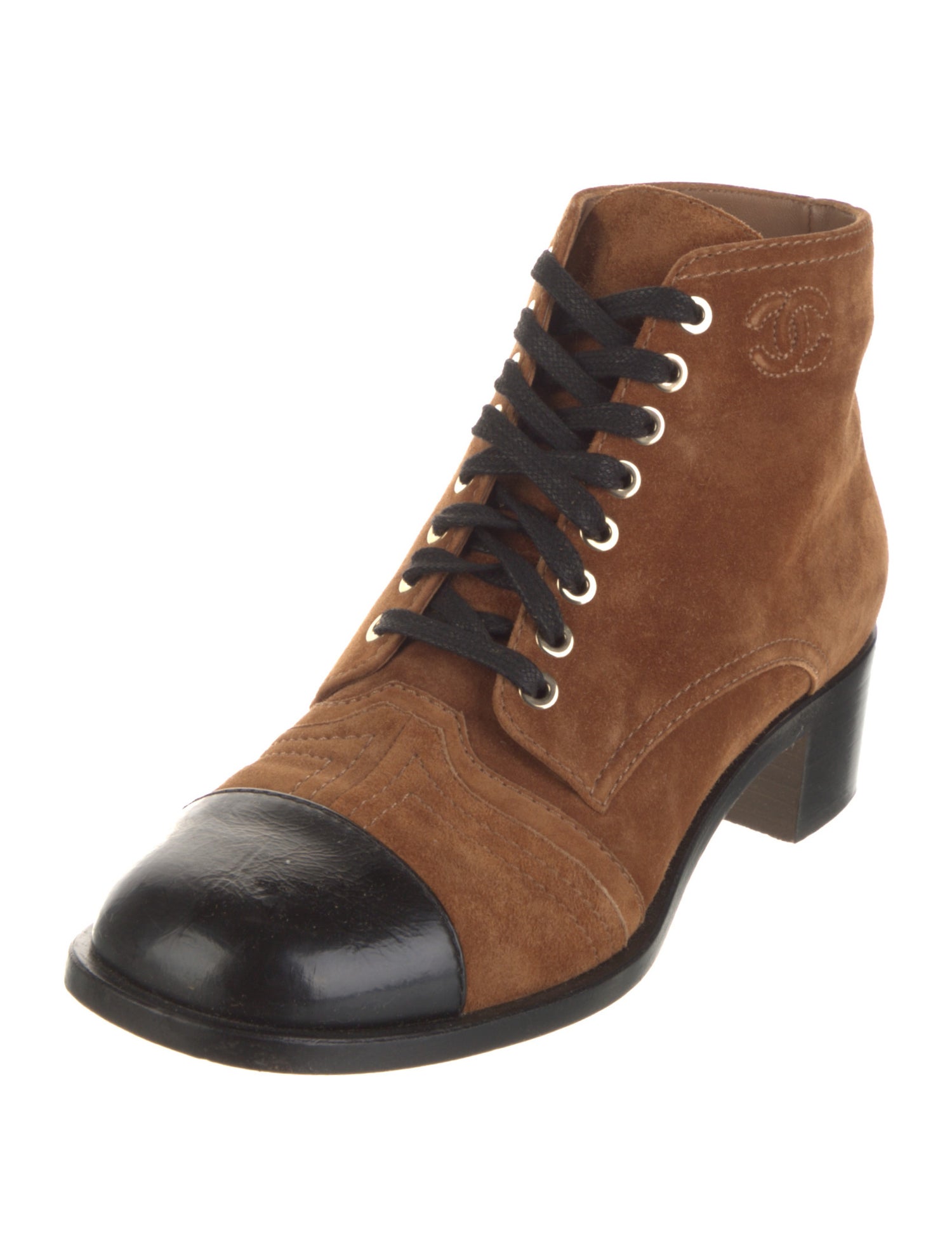 Chanel 2018 Interlocking CC Logo Lace-Up Boots