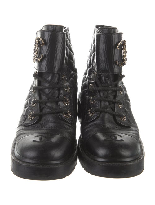 Chanel Interlocking CC Logo Leather Combat Boots