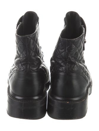 Chanel Interlocking CC Logo Leather Combat Boots