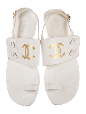 Chanel 2021 Interlocking CC Logo Slingback Sandals