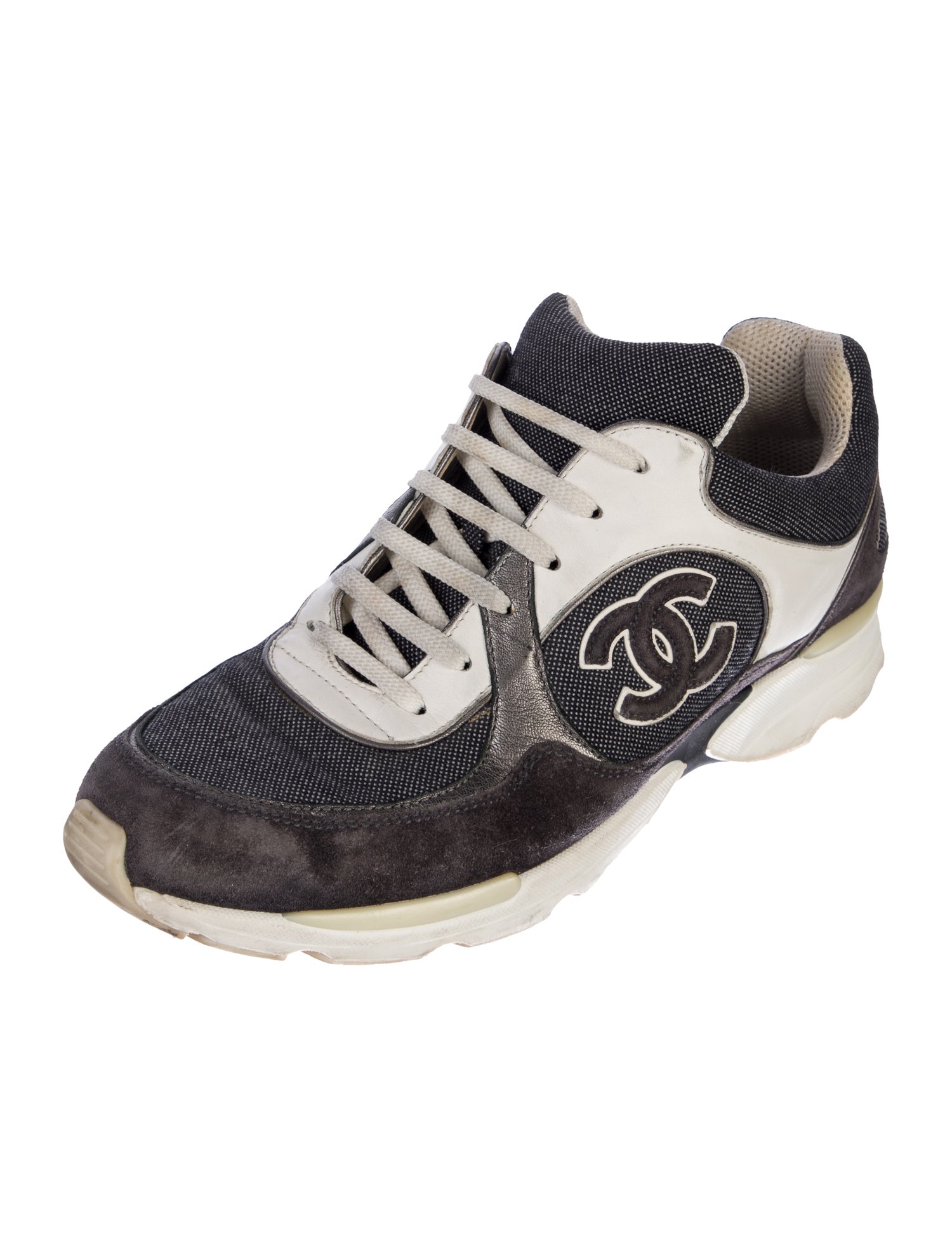 Chanel Interlocking CC Logo Suede Sneakers