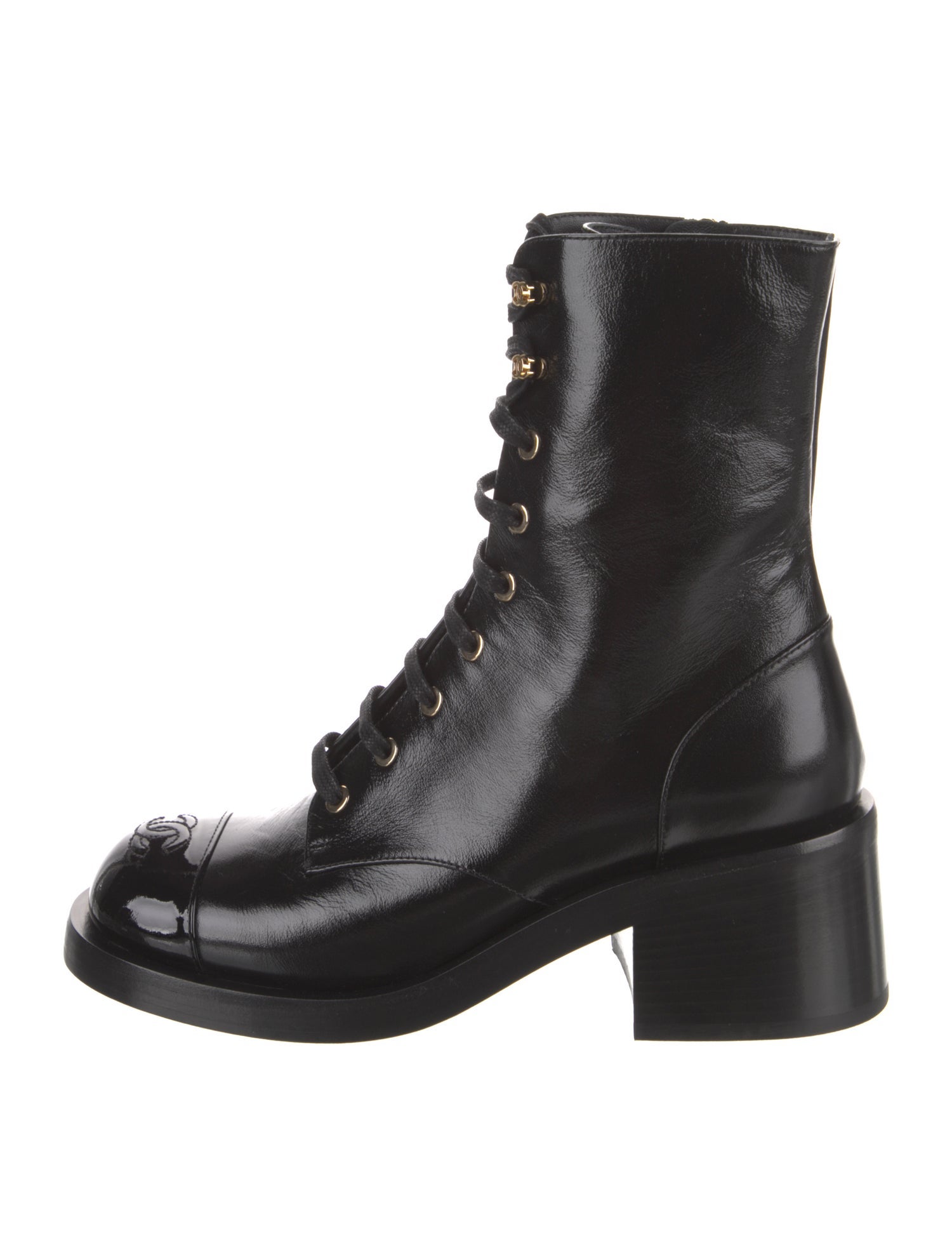 Chanel 2025 Interlocking CC Logo Combat Boots