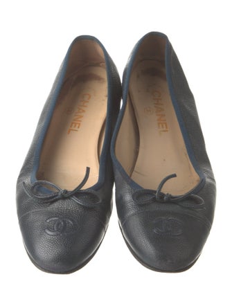 Chanel Interlocking CC Logo Bow Accents Ballet Flats