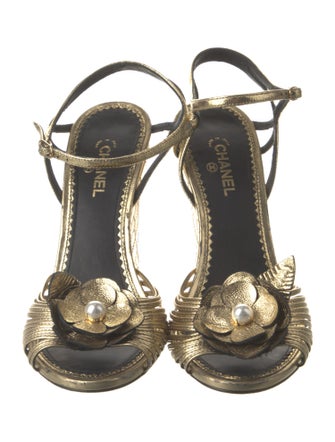 Chanel Interlocking CC Logo Lambskin Sandals