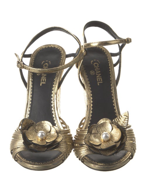 Chanel Interlocking CC Logo Lambskin Sandals