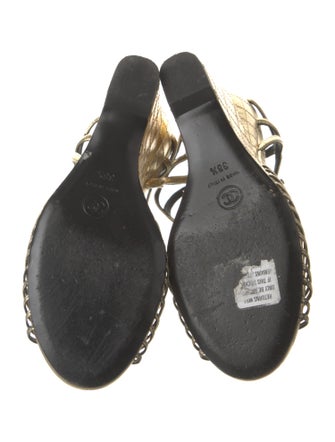 Chanel Interlocking CC Logo Lambskin Sandals