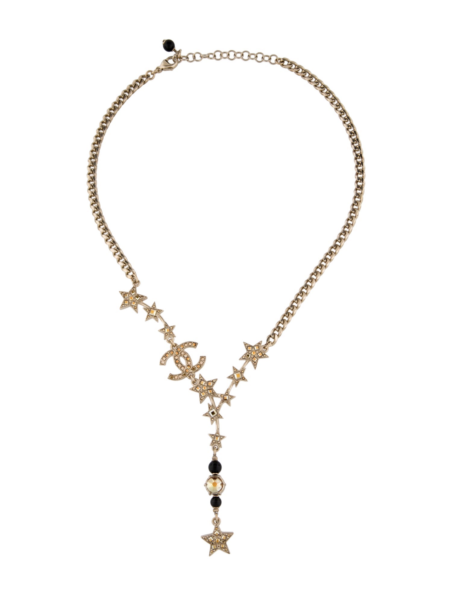 Chanel 2021 Strass & Resin CC Star Lavalier Necklace