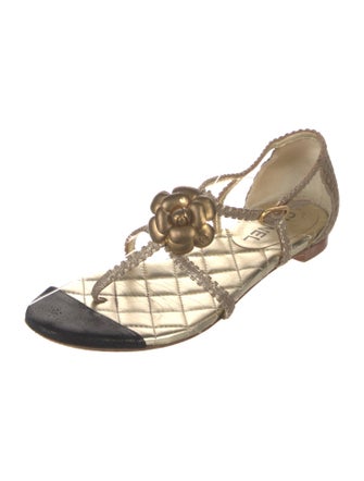 Chanel 2012 Interlocking CC Logo T-Strap Sandals