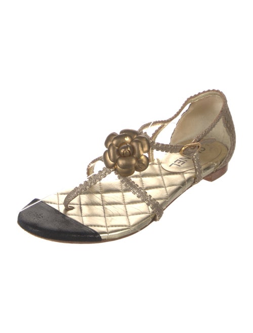 Chanel 2012 Interlocking CC Logo T-Strap Sandals