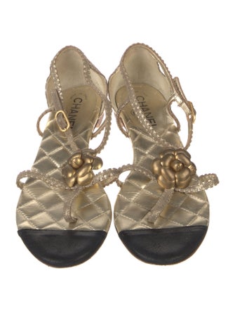 Chanel 2012 Interlocking CC Logo T-Strap Sandals