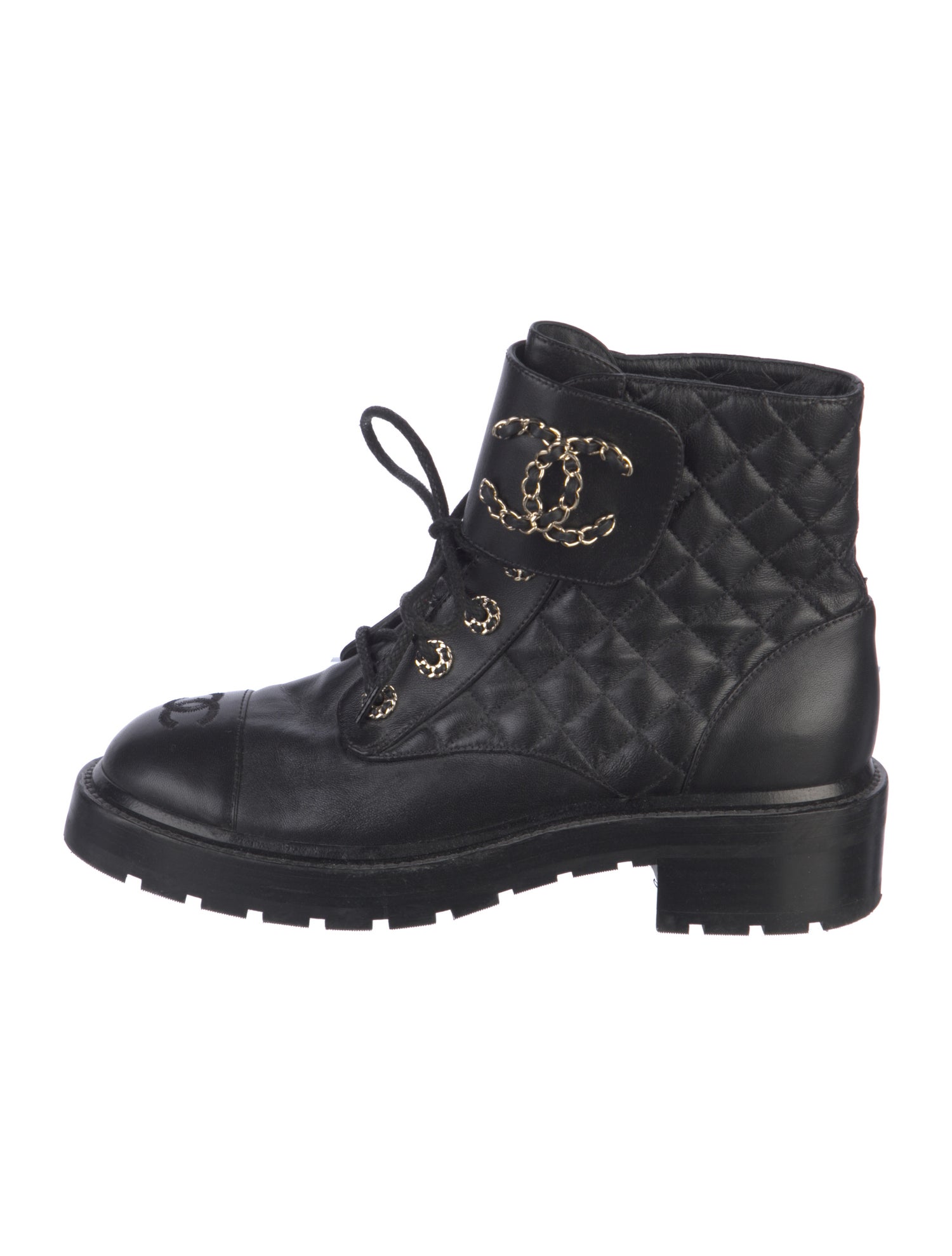Chanel 2020 Interlocking CC Logo Combat Boots