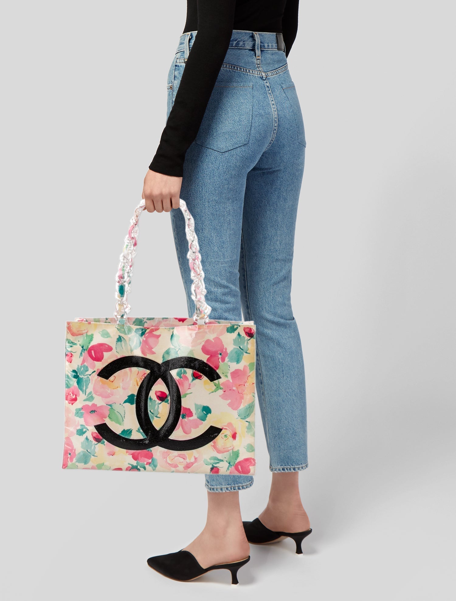 Chanel Vinyl Floral Tote