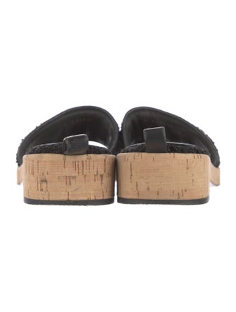 Chanel Interlocking CC Logo Tweed Slides