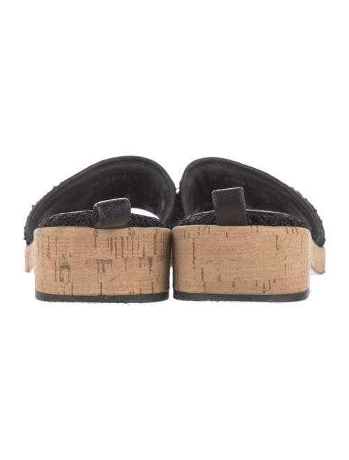 Chanel Interlocking CC Logo Tweed Slides