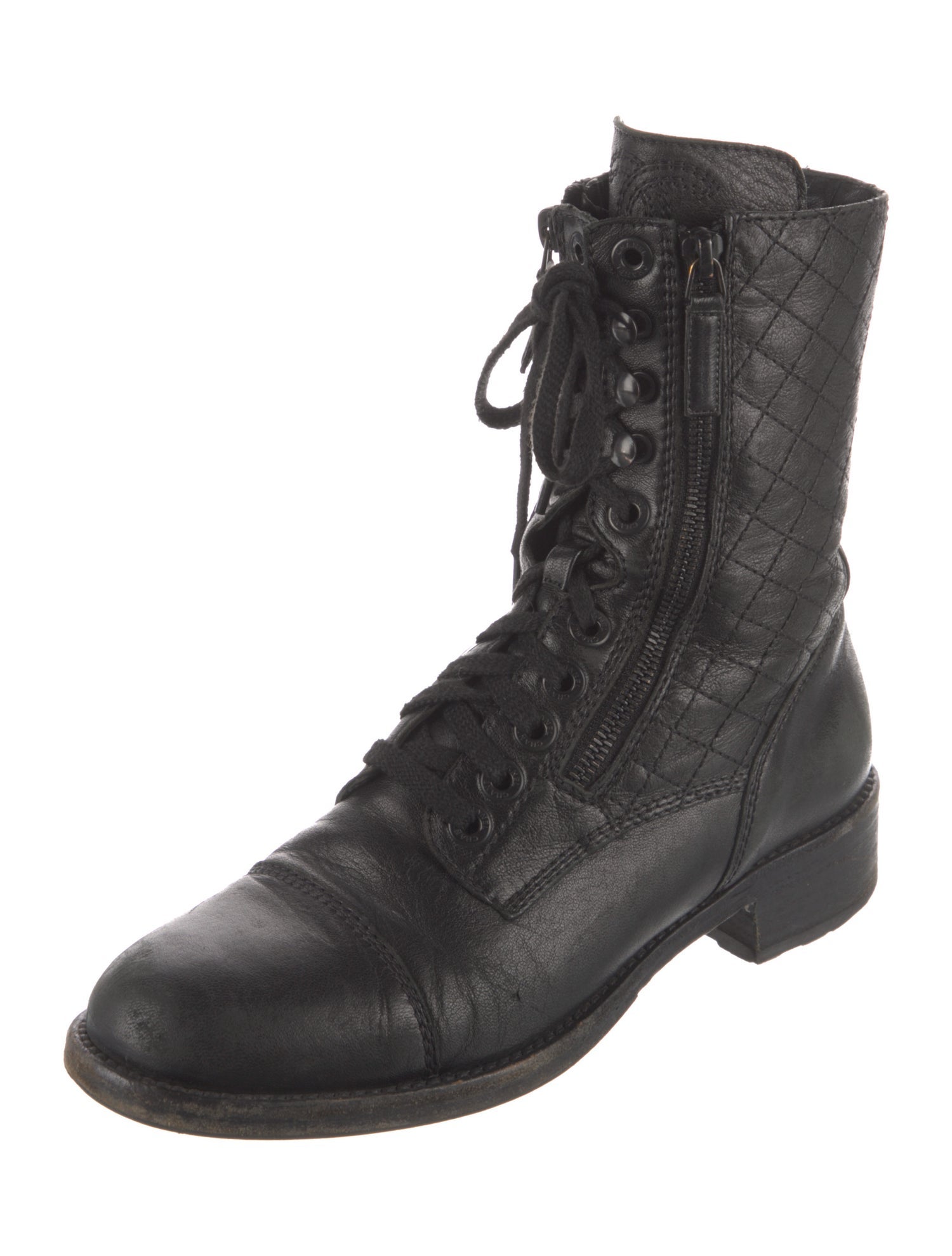 Chanel 2015 Interlocking CC Logo Combat Boots