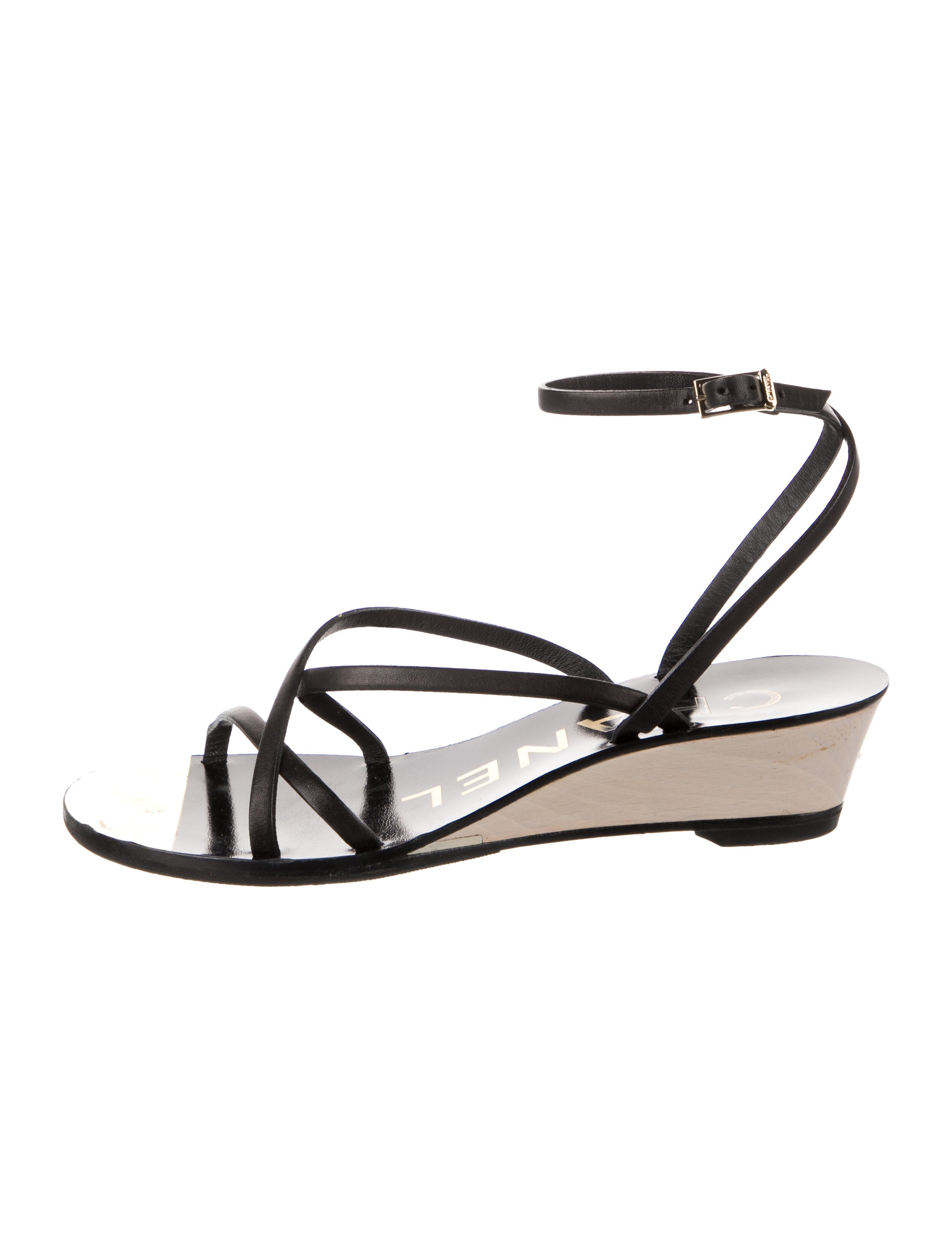 Chanel Interlocking CC Logo Leather Sandals