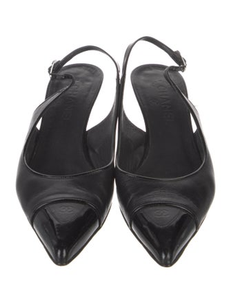 Chanel Interlocking CC Logo Leather Slingback Pumps