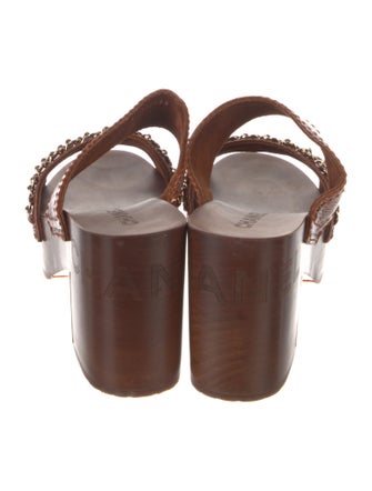 Chanel Interlocking CC Logo Patent Leather Slides