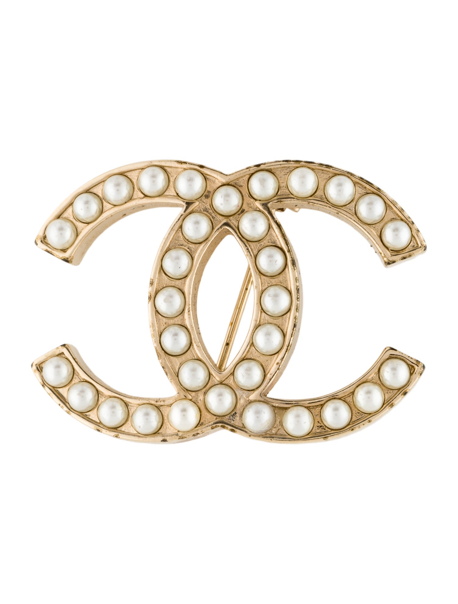 Chanel Faux Pearl CC Brooch