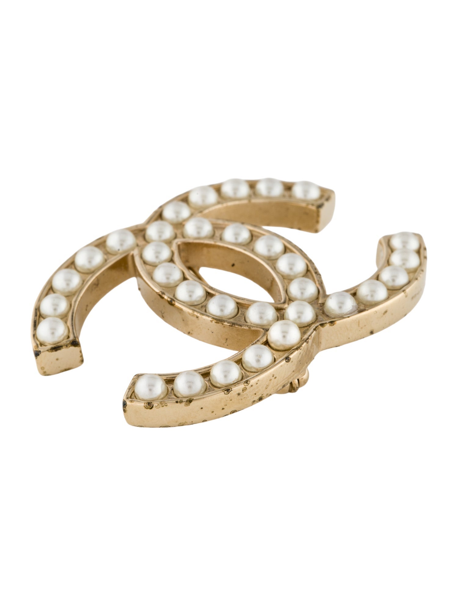Chanel Faux Pearl CC Brooch