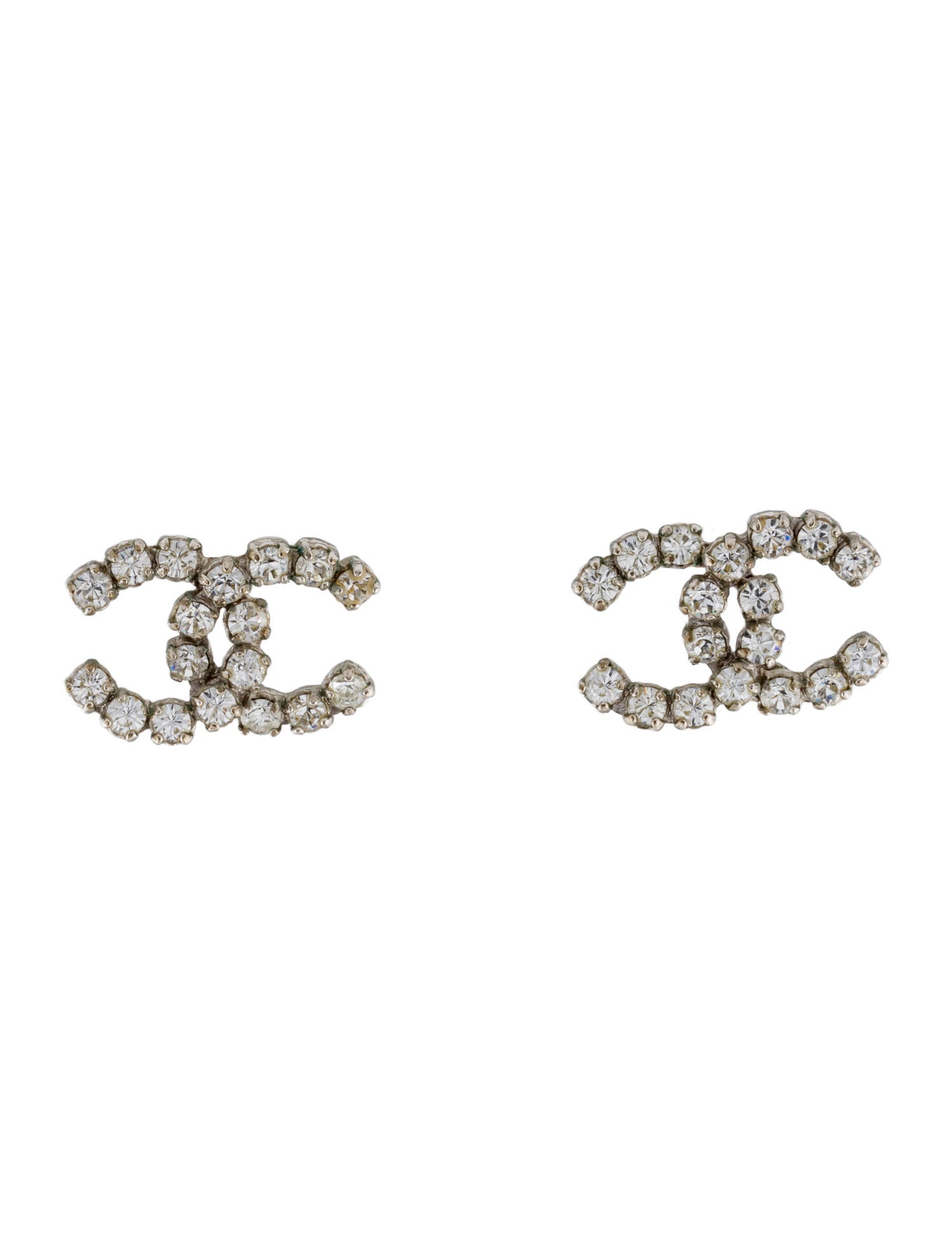 Chanel Vintage Strass CC Stud Earrings