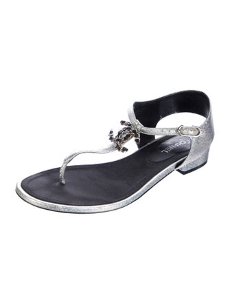 Chanel 2017 Interlocking CC Logo T-Strap Sandals