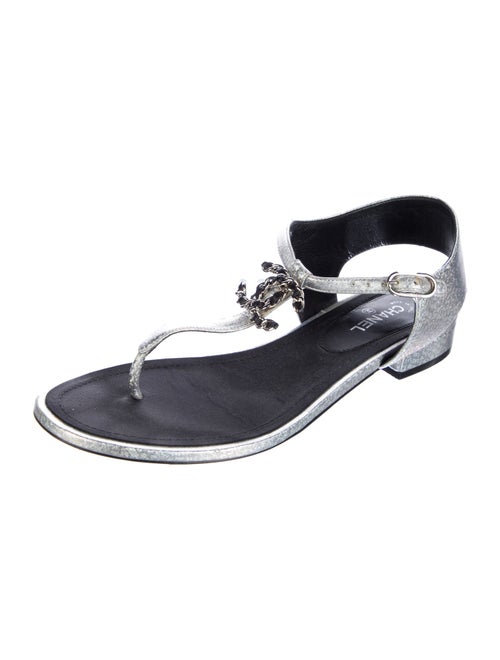 Chanel 2017 Interlocking CC Logo T-Strap Sandals
