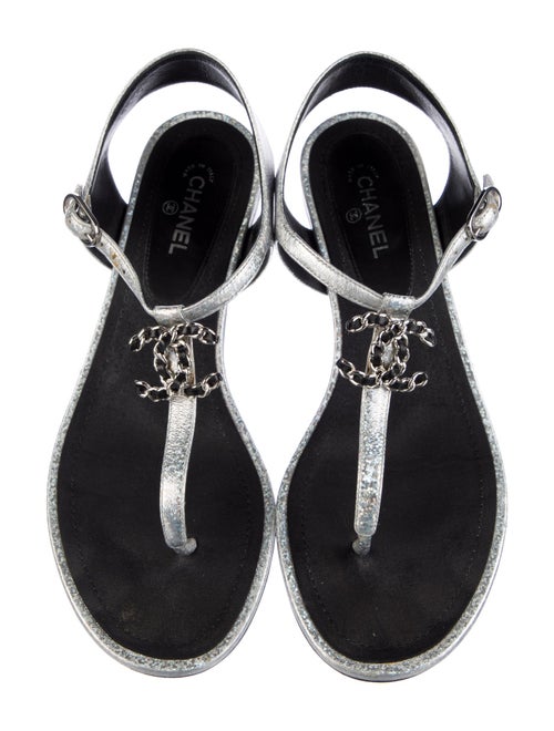 Chanel 2017 Interlocking CC Logo T-Strap Sandals