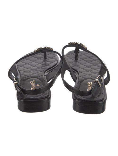 Chanel Interlocking CC Logo Leather Slingback Sandals