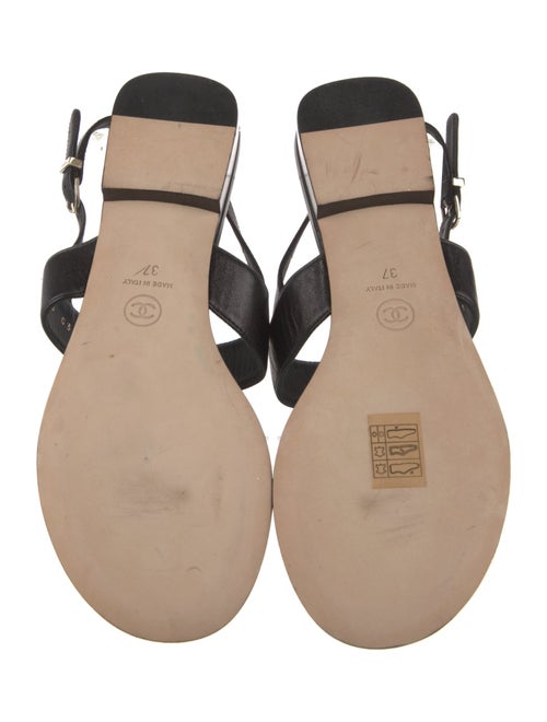 Chanel Interlocking CC Logo Leather Slingback Sandals