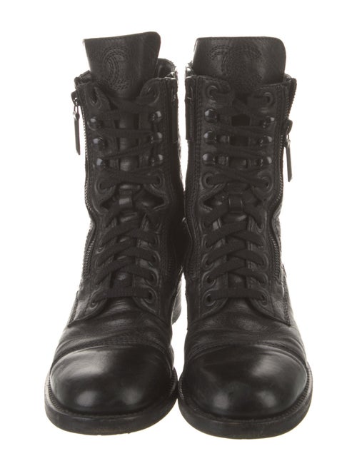Chanel Interlocking CC Logo Leather Combat Boots