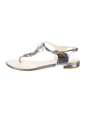 Chanel 2015 Interlocking CC Logo T-Strap Sandals
