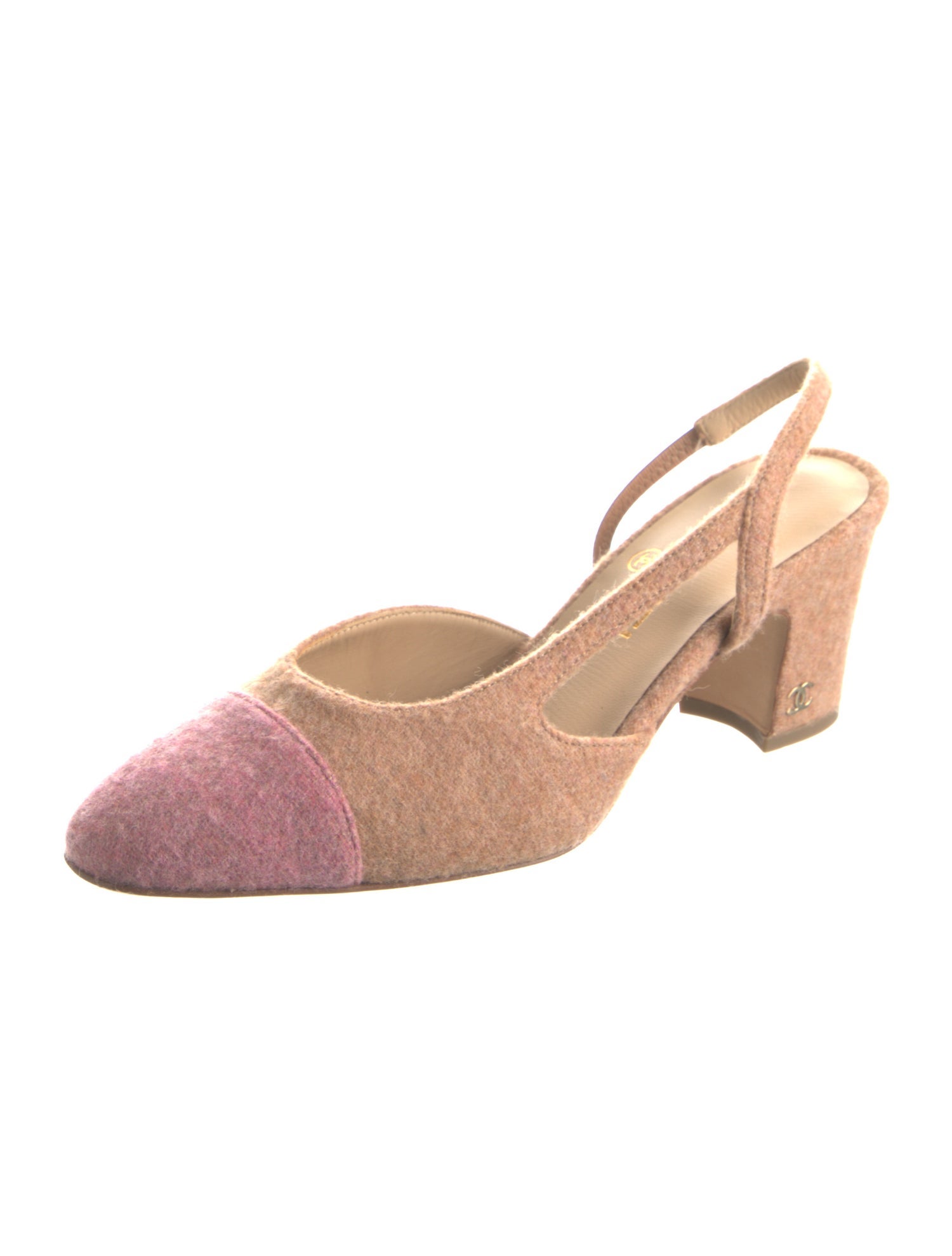 Chanel Interlocking CC Logo Wool Slingback Pumps