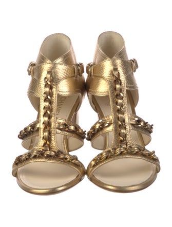 Chanel 2014 Interlocking CC Logo T-Strap Sandals