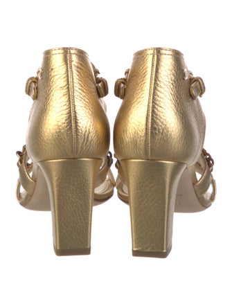 Chanel 2014 Interlocking CC Logo T-Strap Sandals